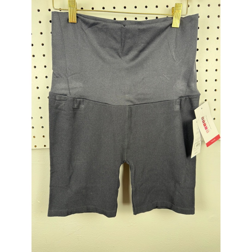 Isabel Maternity by Ingrid & Isabel Black Seamless Rib‎ Bike Shorts XL NWT